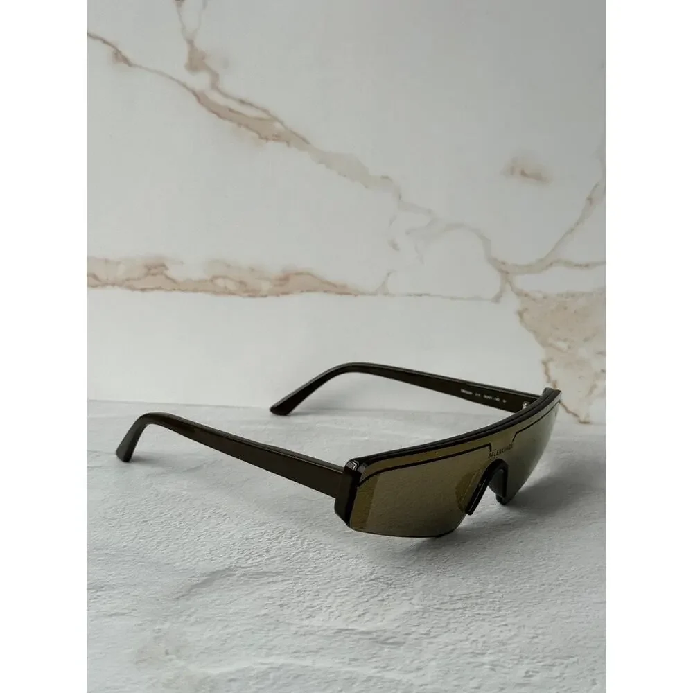 NEW Balenciaga BB0003S Shield Sunglasses in Bronze Mirror
